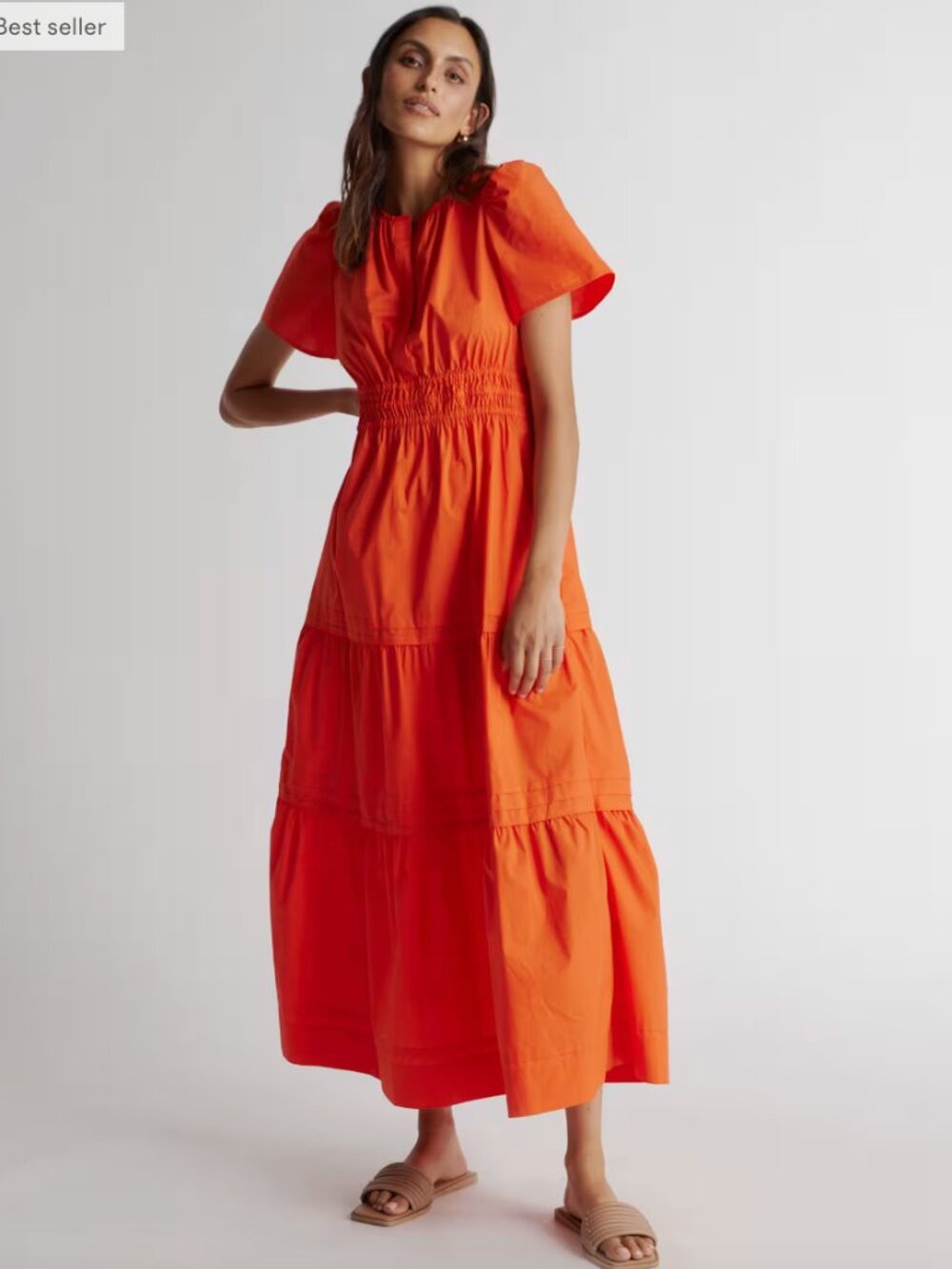 Quince Orange Tiered Maxi Dress